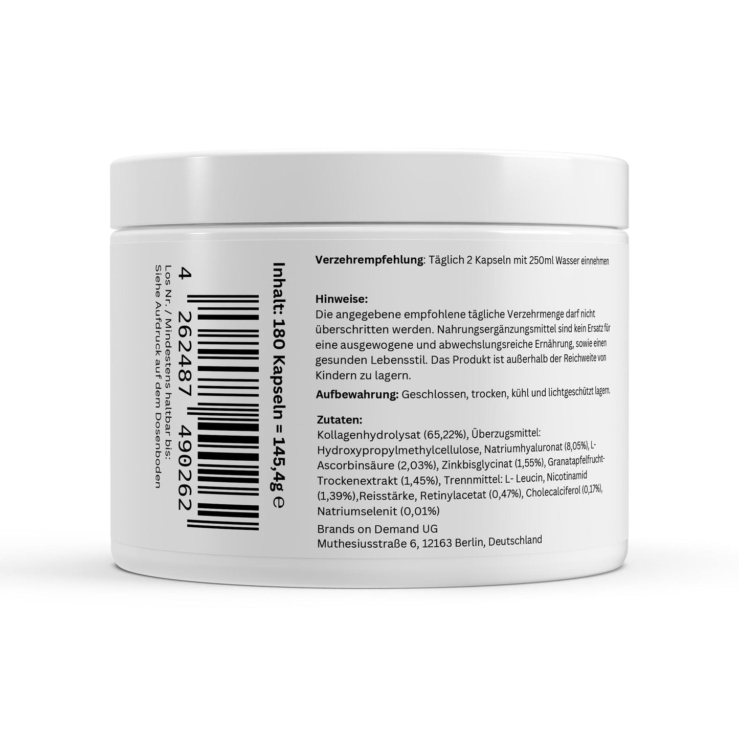 Kollagenhydrolysat PLUS Komplex-Haut Haare Nägel - 180 Kapseln | A&J Premium Supplement
