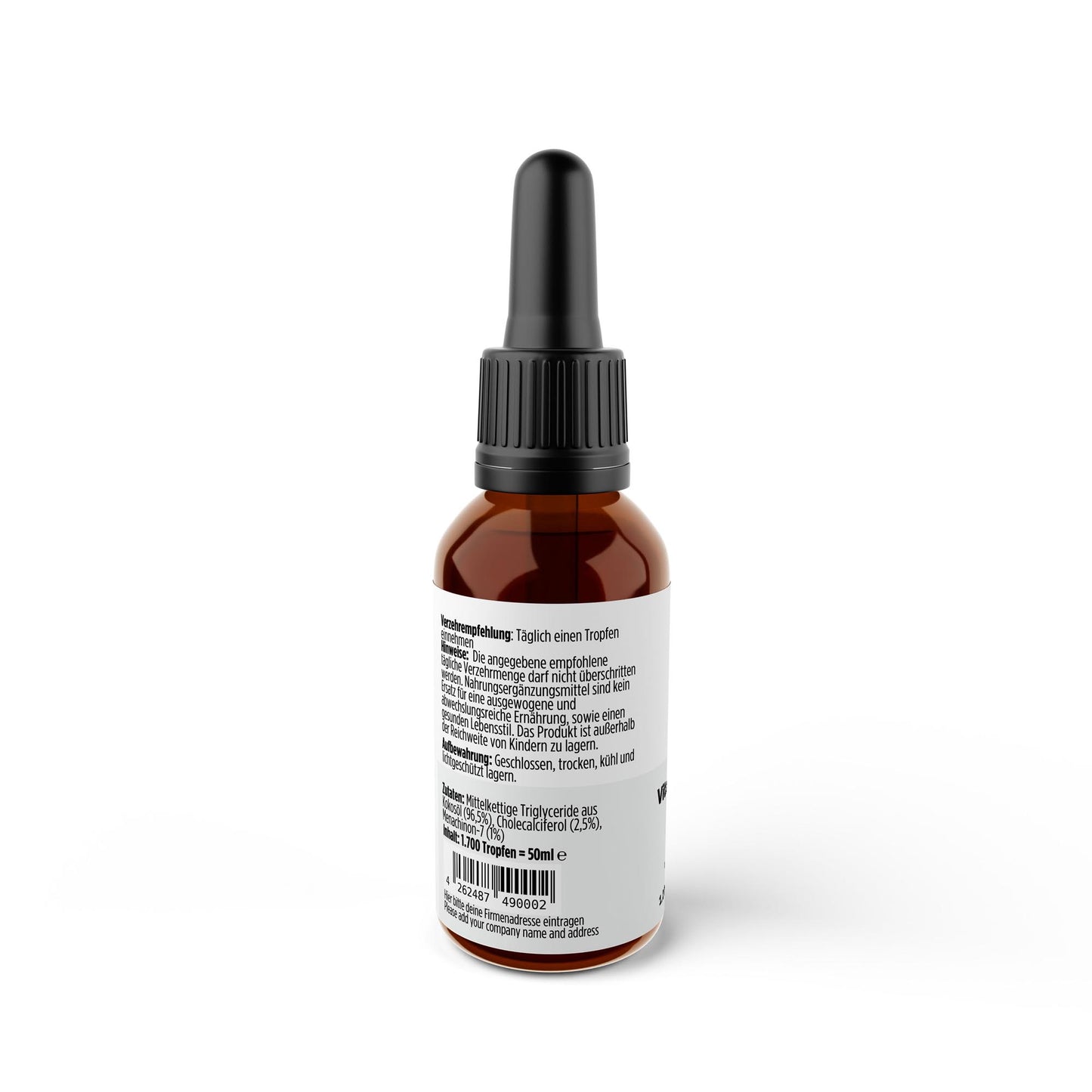 A&J Nutrition Vitamin D3 + K2 Drops 1,000 IU – 50 ml – additional product details