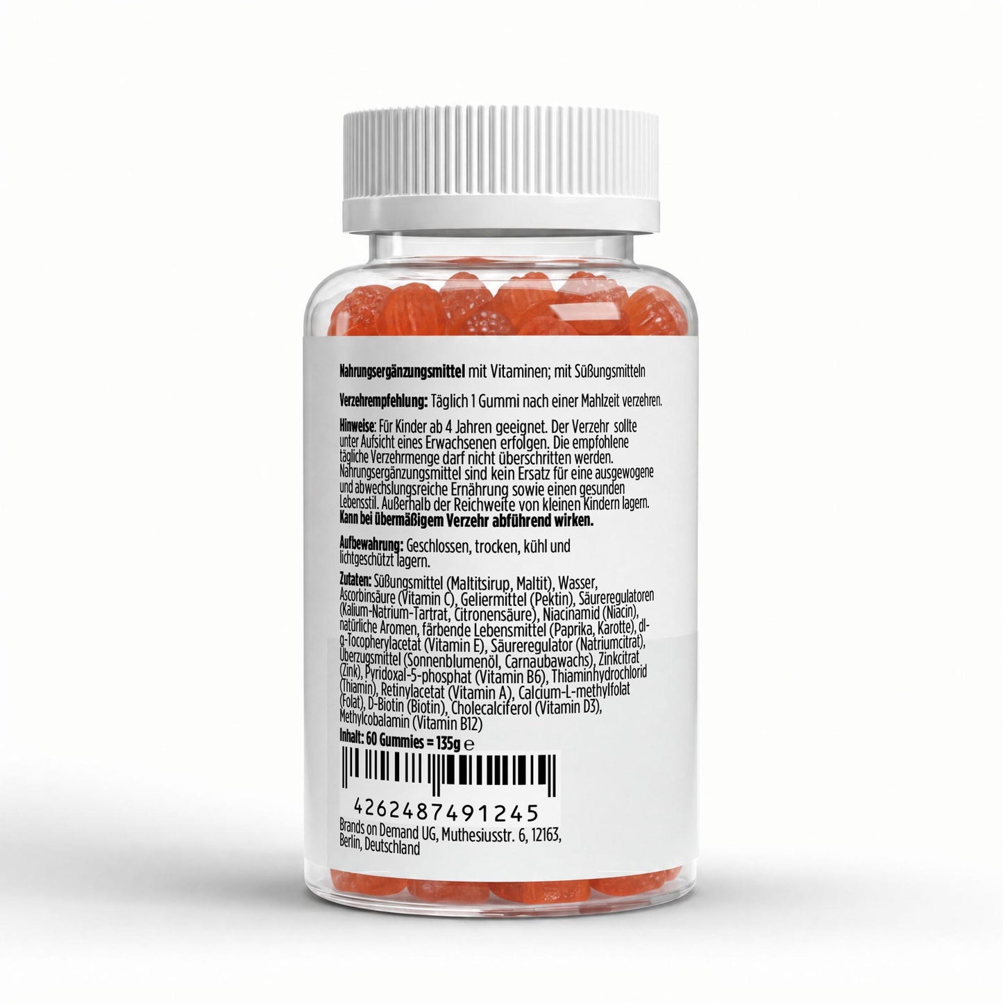A&J Nutrition Kids Multivitamin Gummies Orange – 60 Vegan Gummies – product details