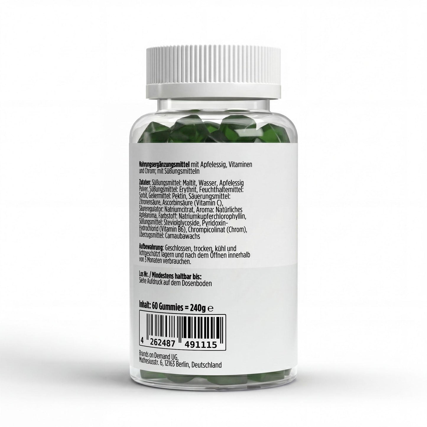 A&J Nutrition Apfelessig + Vitamin C, B6 & Chrom Gummies – Apfel – 60 Stück – Produktbild 2
