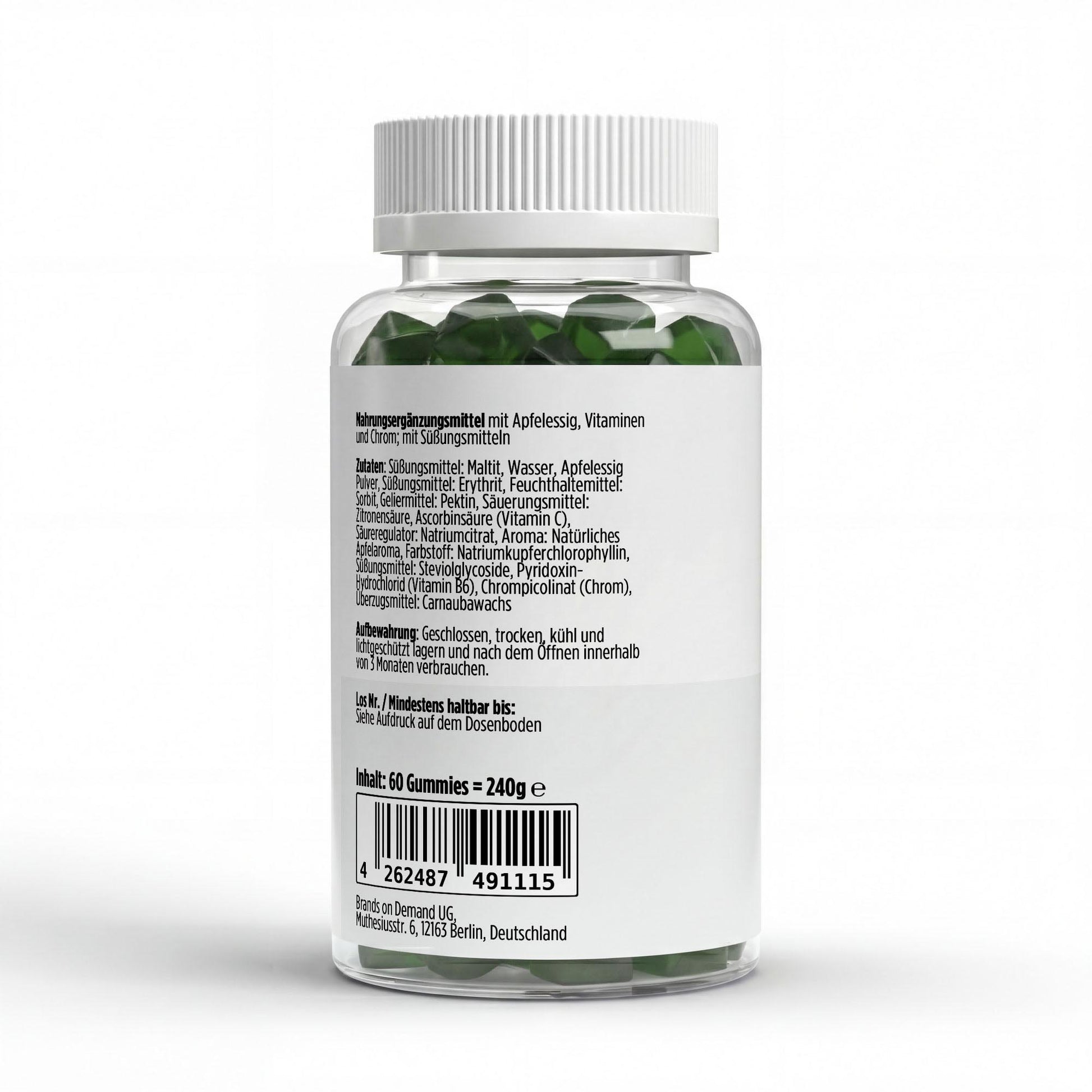 A&J Nutrition Apfelessig + Vitamin C, B6 & Chrom Gummies – Apfel – 60 Stück – Produktbild 2