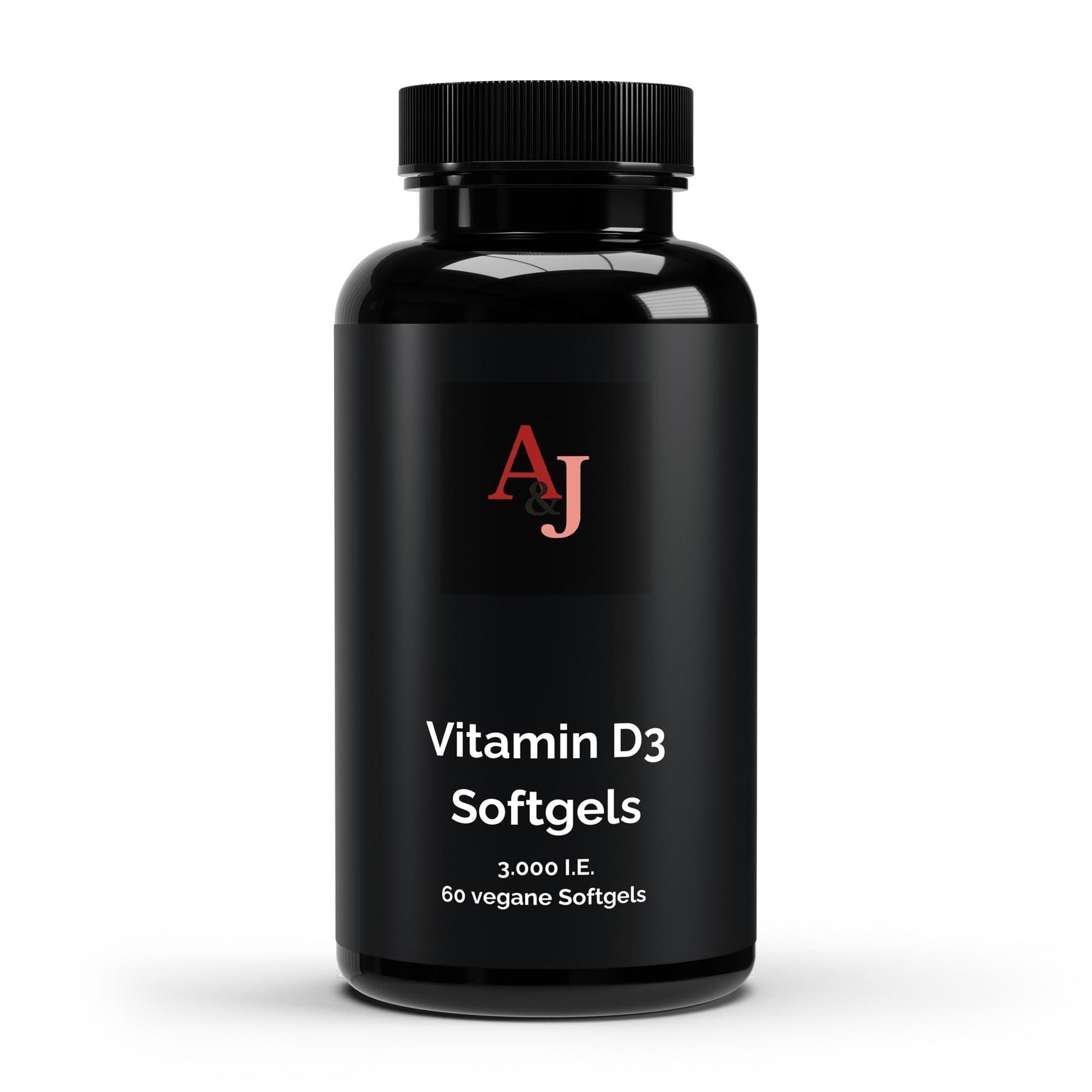A&J Nutrition Vitamin D3 3.000 I.E. – 60 vegane Softgels – Produktansicht