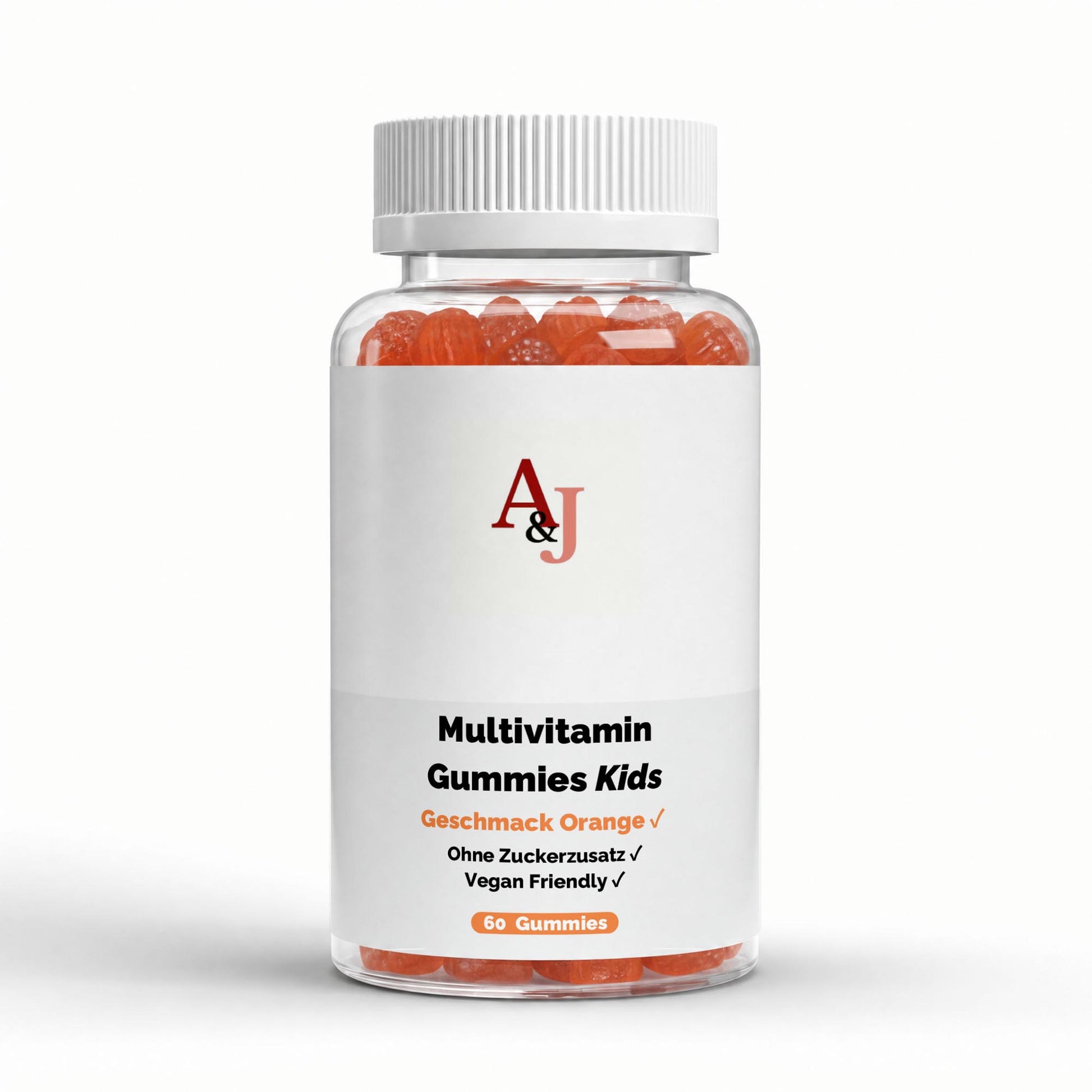 A&J Nutrition Kids Multivitamin Gummies Orange – 60 Vegan Gummies – product view