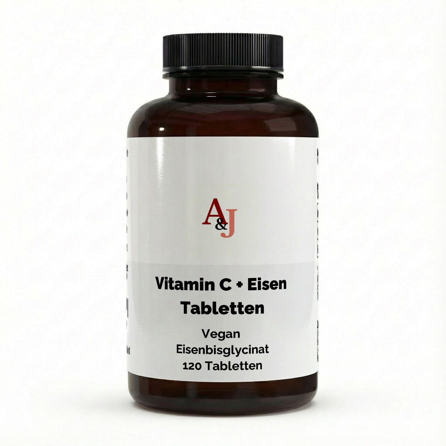 A&J Nutrition Iron + Vitamin C – 120 Vegan Tablets – product view