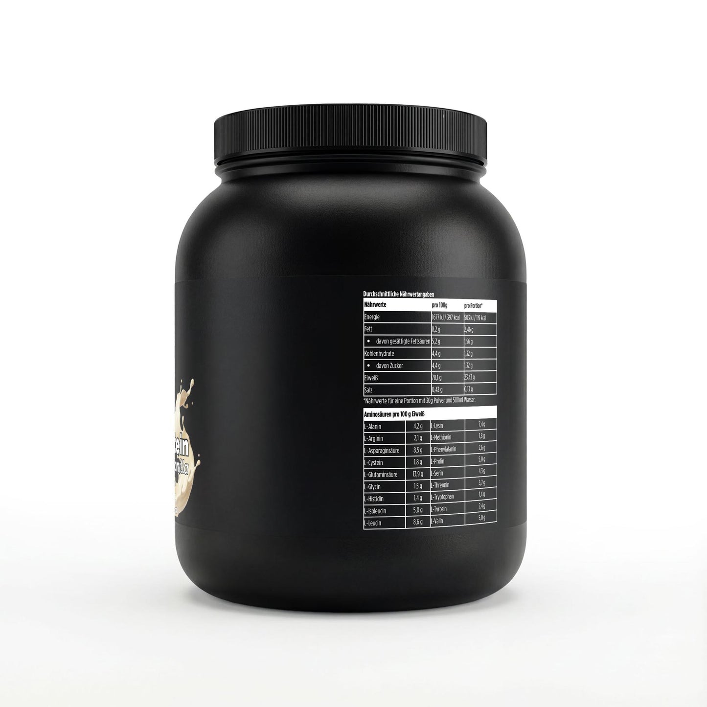 A&J Nutrition Whey Protein Vanille 1 kg – Rückseite