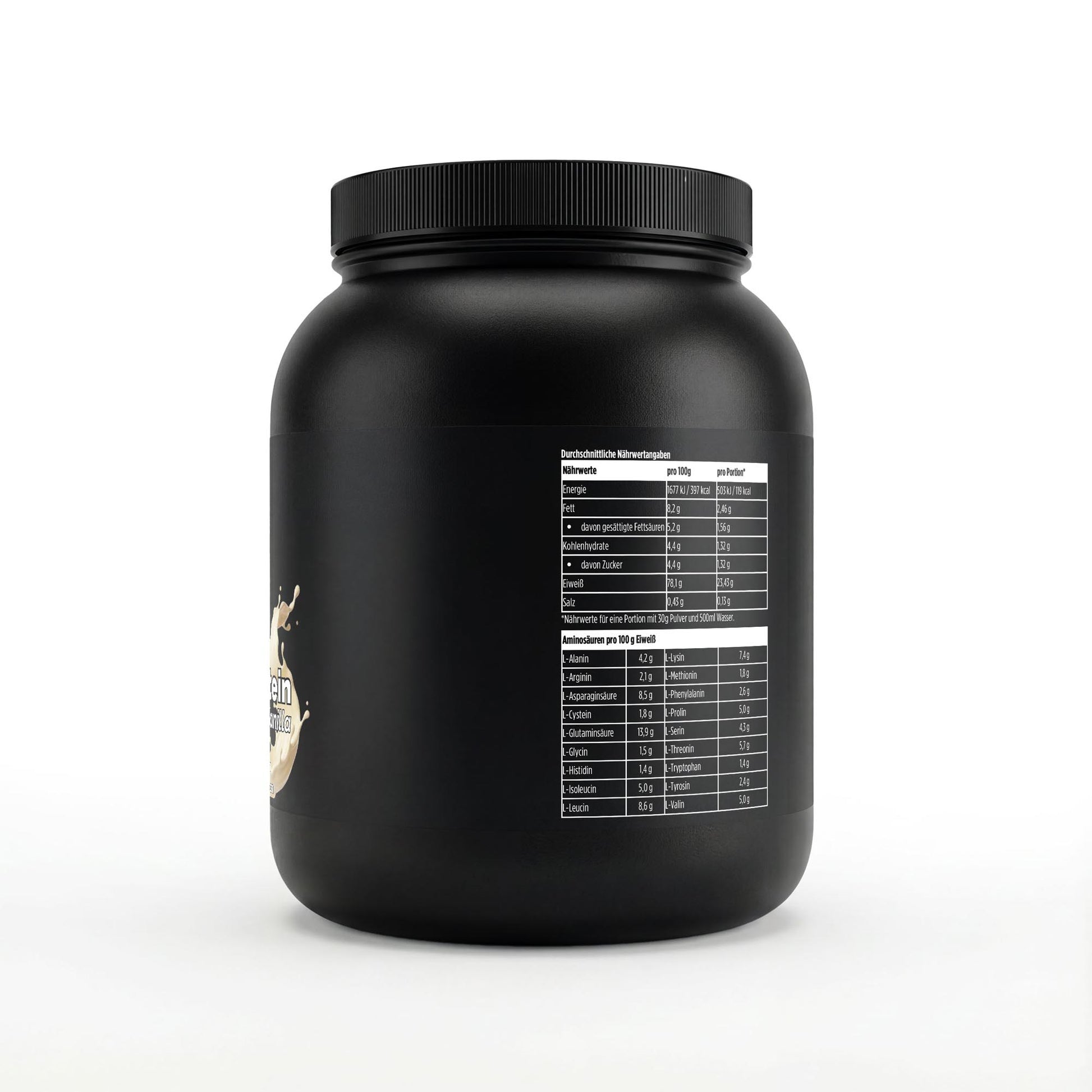 A&J Nutrition Whey Protein Vanille 1 kg – Rückseite