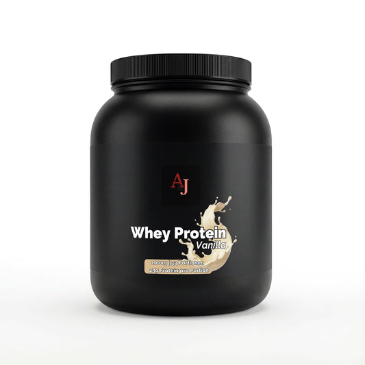 A&J Nutrition Whey Protein Vanille 1 kg – Vorderseite