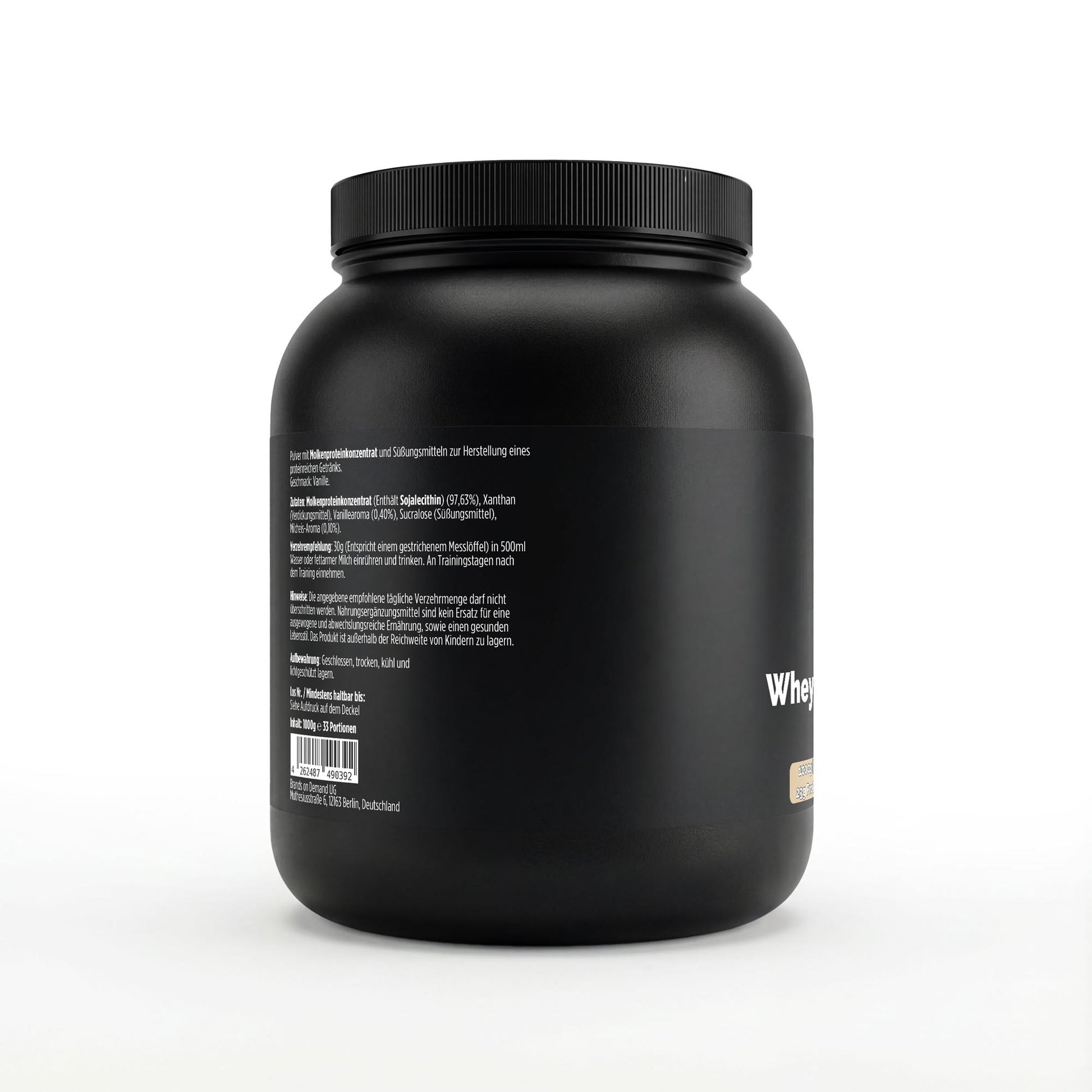 Nährwerte und Zutaten – A&J Nutrition Whey Protein Vanille