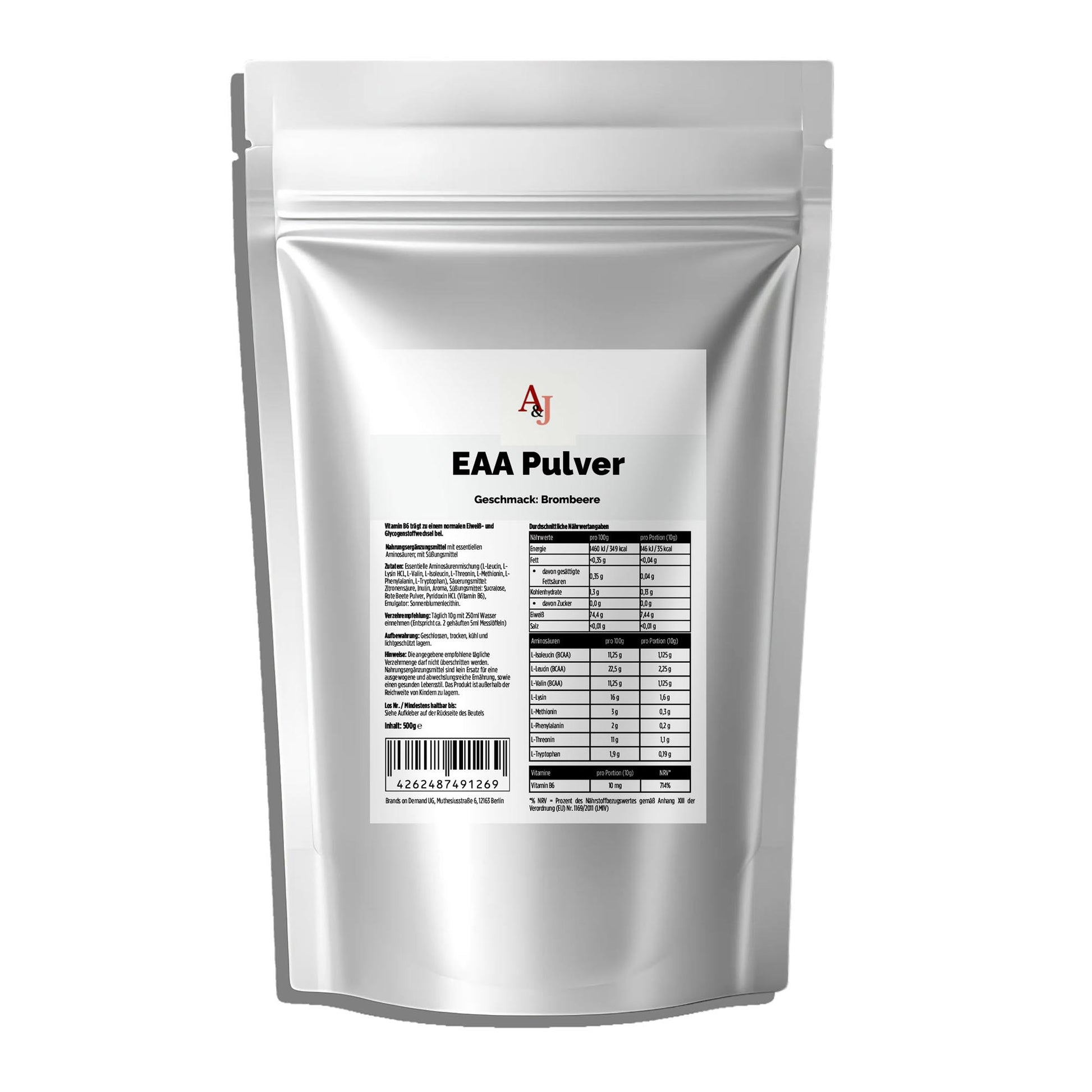 A&J Nutrition EAA Brombeere 500 g – Produktbild