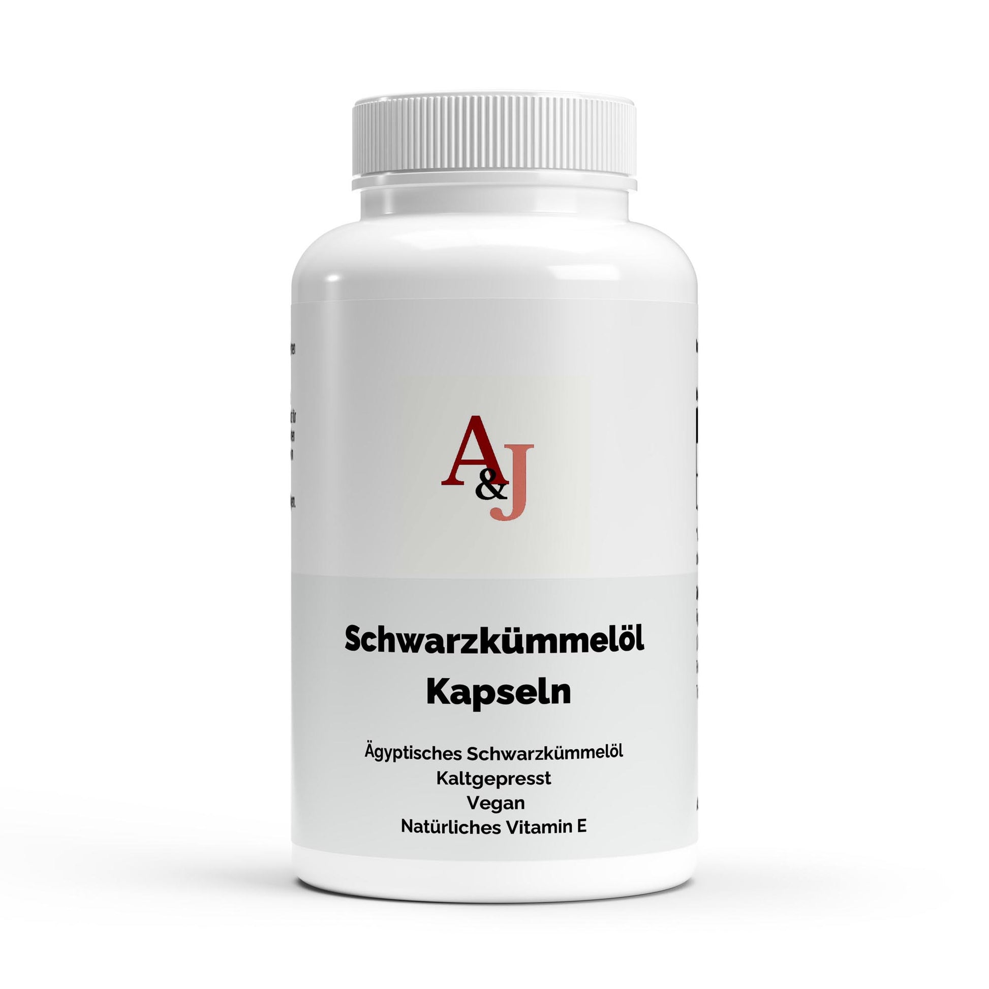 A&J Nutrition Ägyptisches Schwarzkümmelöl – 240 vegane Softgels – Produktansicht