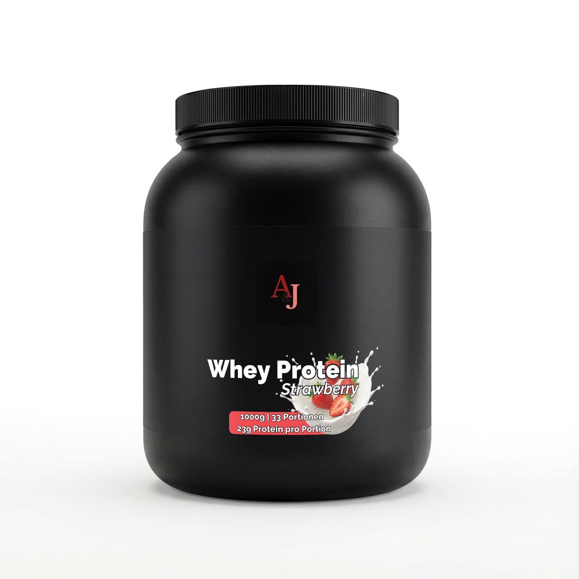 A&J Nutrition Whey Protein Erdbeere 1 kg – Produktansicht