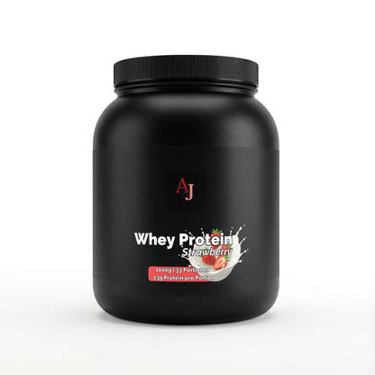 A&J Nutrition Whey Protein Erdbeere 1 kg – Produktansicht