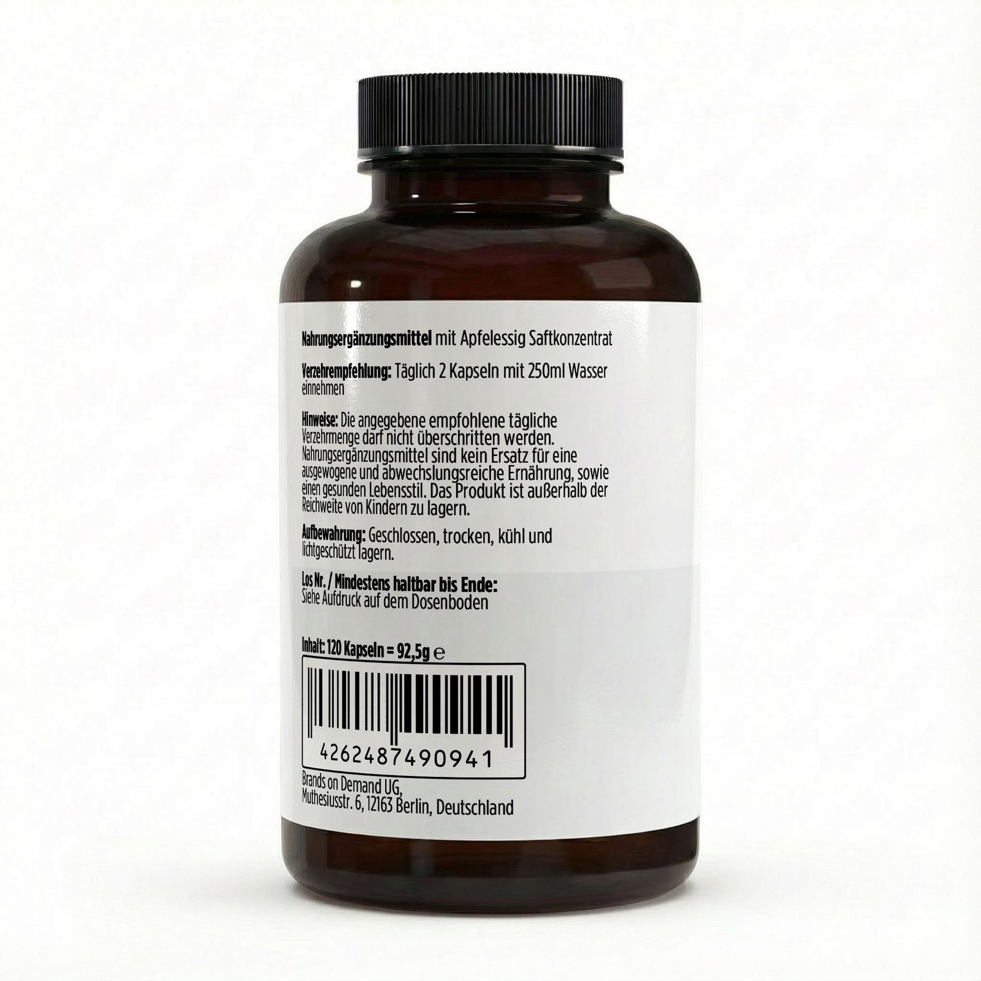 A&J Nutrition Apfelessig Extrakt – 600 mg pro Kapsel – 120 vegane Kapseln – Produktbild 3