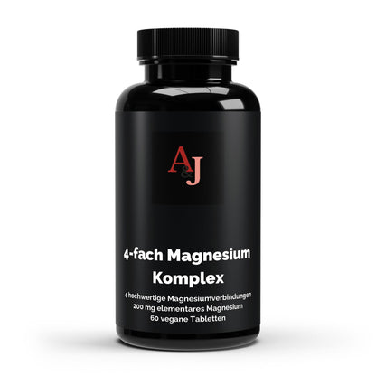 A&J Nutrition Magnesium 4-fach Komplex – 60 vegane Tabletten – Produktansicht