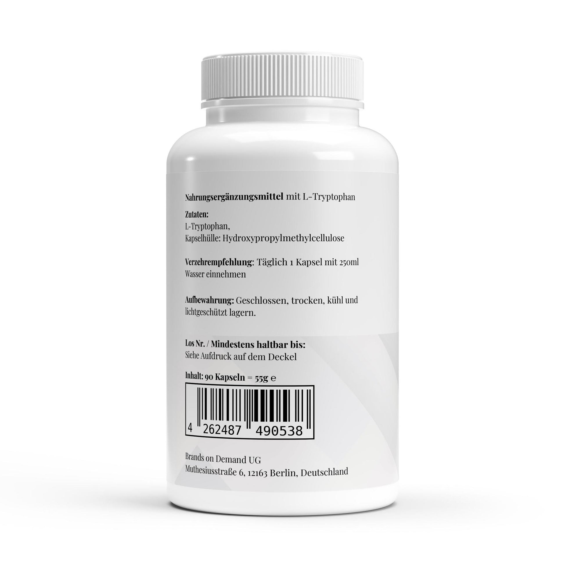 A&J Nutrition L-Tryptophan 90 Capsules – product image 3