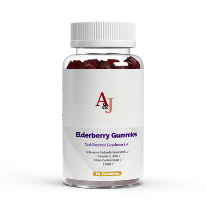 A&J Nutrition Elderberry + Vitamin C + Zinc Gummies – 60 Gummies – product view