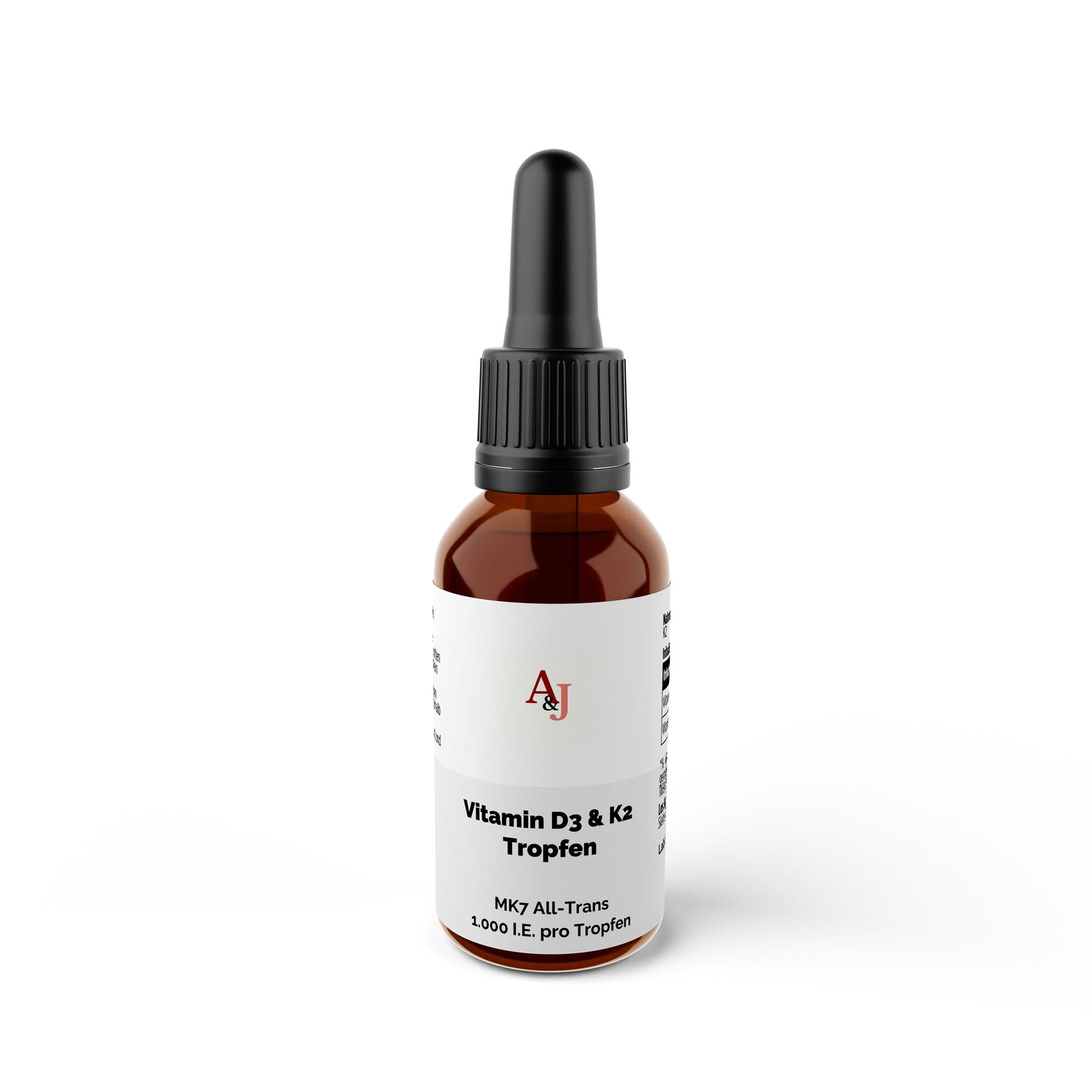A&J Nutrition Vitamin D3 + K2 Drops 1,000 IU – 50 ml – additional product view