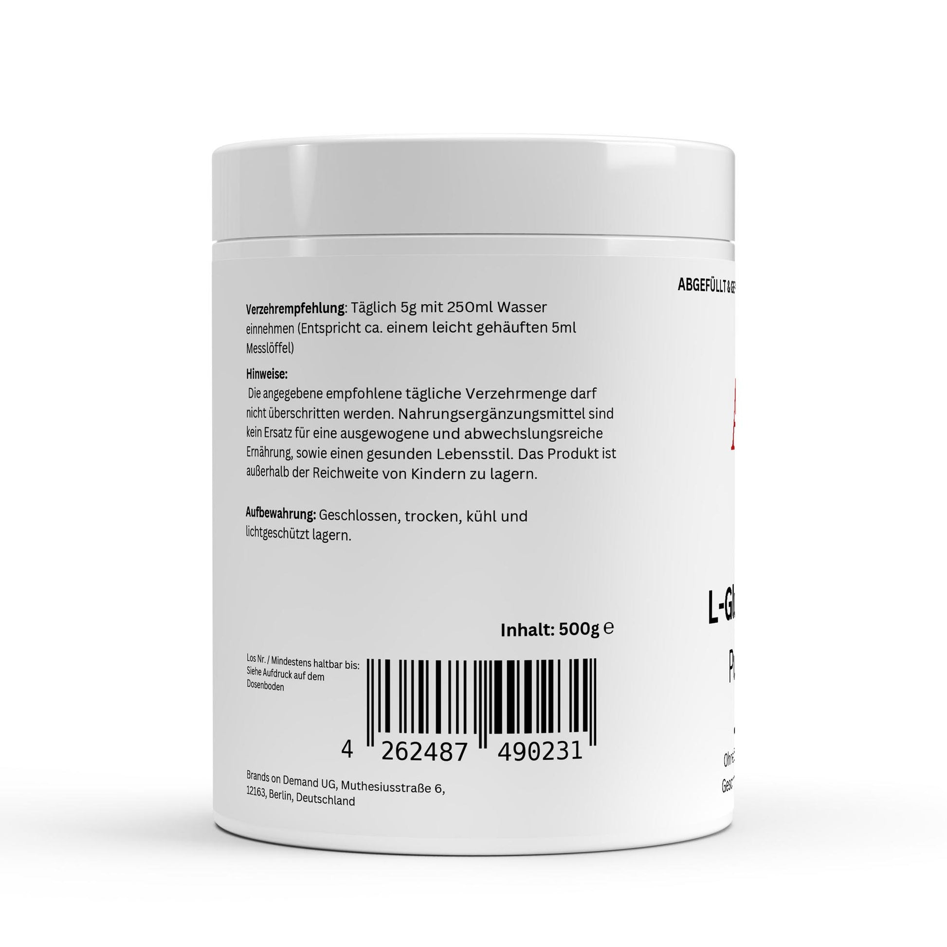 L-Glutamin Pulver - 500g | A&J Premium Supplement